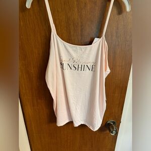 NWT Danskin camisole sleep top, size XL, pale pink, logo “Good morning Sunshine”